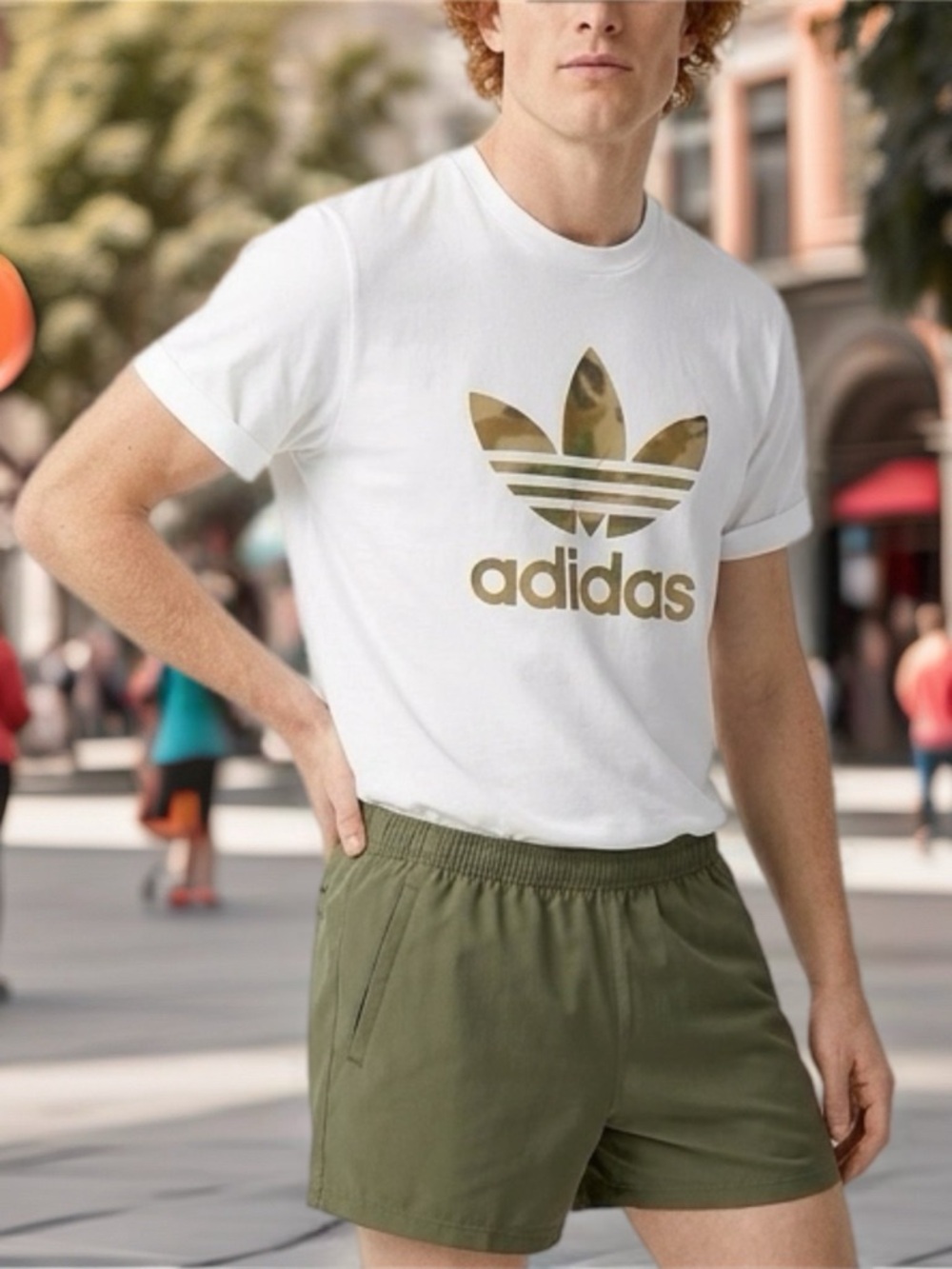 Adidas Originals - Trefoil T-Shirt White Camo Logo Short Sleeve - Size Medium